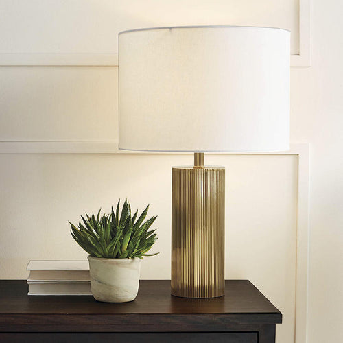 Frontgate Calloway Ribbed Brass Table Lamp 66cm