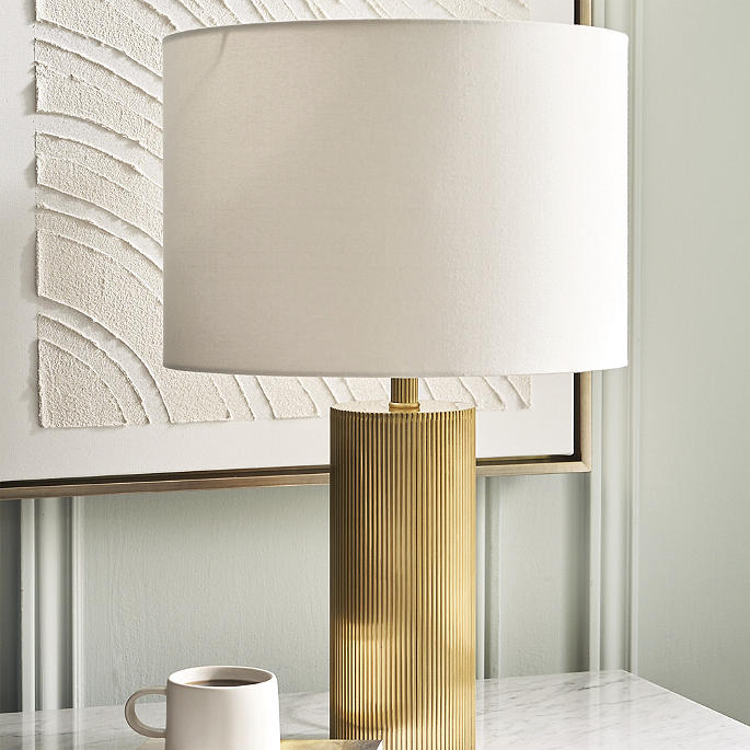 Frontgate Calloway Ribbed Brass Table Lamp 66cm